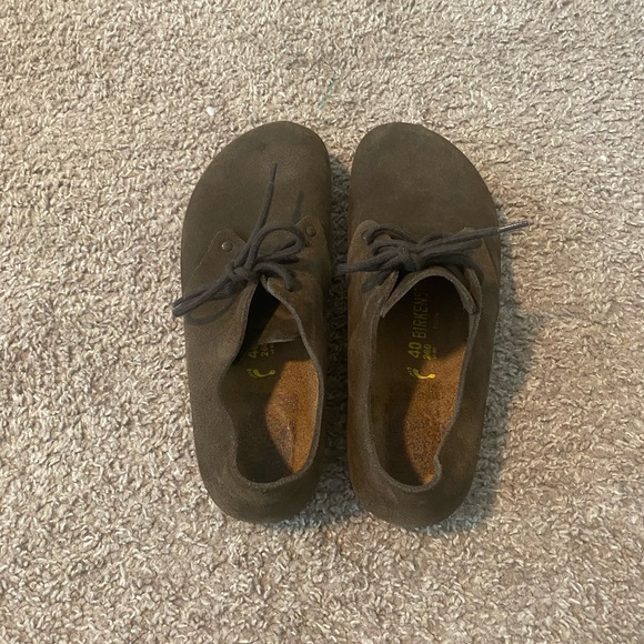 Birkenstock Maine Mocha Suede Classic Lace Up Clog Shoes Unisex size 40 - Picture 7 of 7